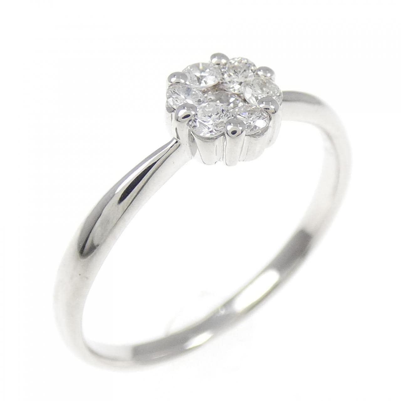 K18WG フラワー ダイヤモンド リング 0.20CT
