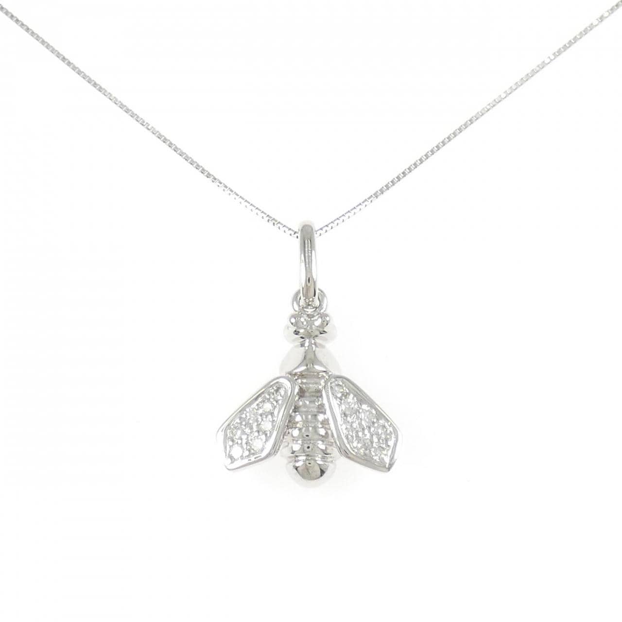 K18WG ビー ダイヤモンド ネックレス 0.26CT