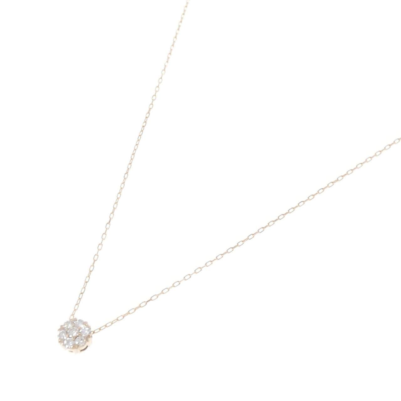 K18PG フラワー ダイヤモンド ネックレス 0.30CT