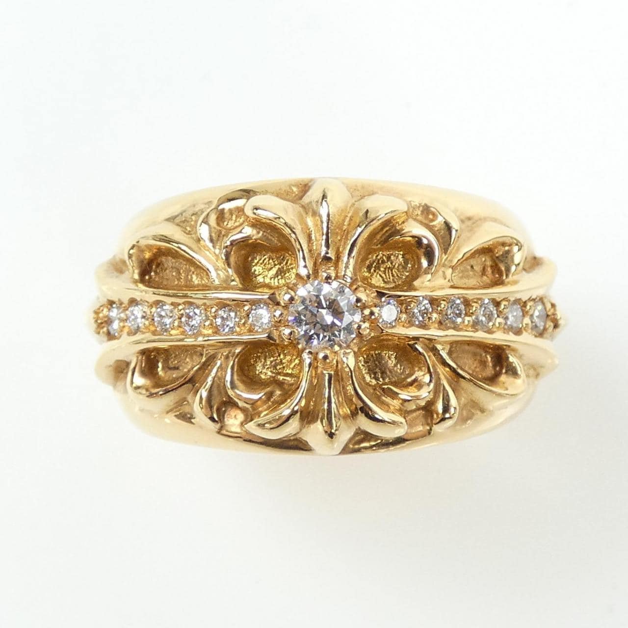 クロムハーツ CHROME HEARTS FLORAL CROSS GLD PAVE DMND フローラルクロス 207009009GLD RING