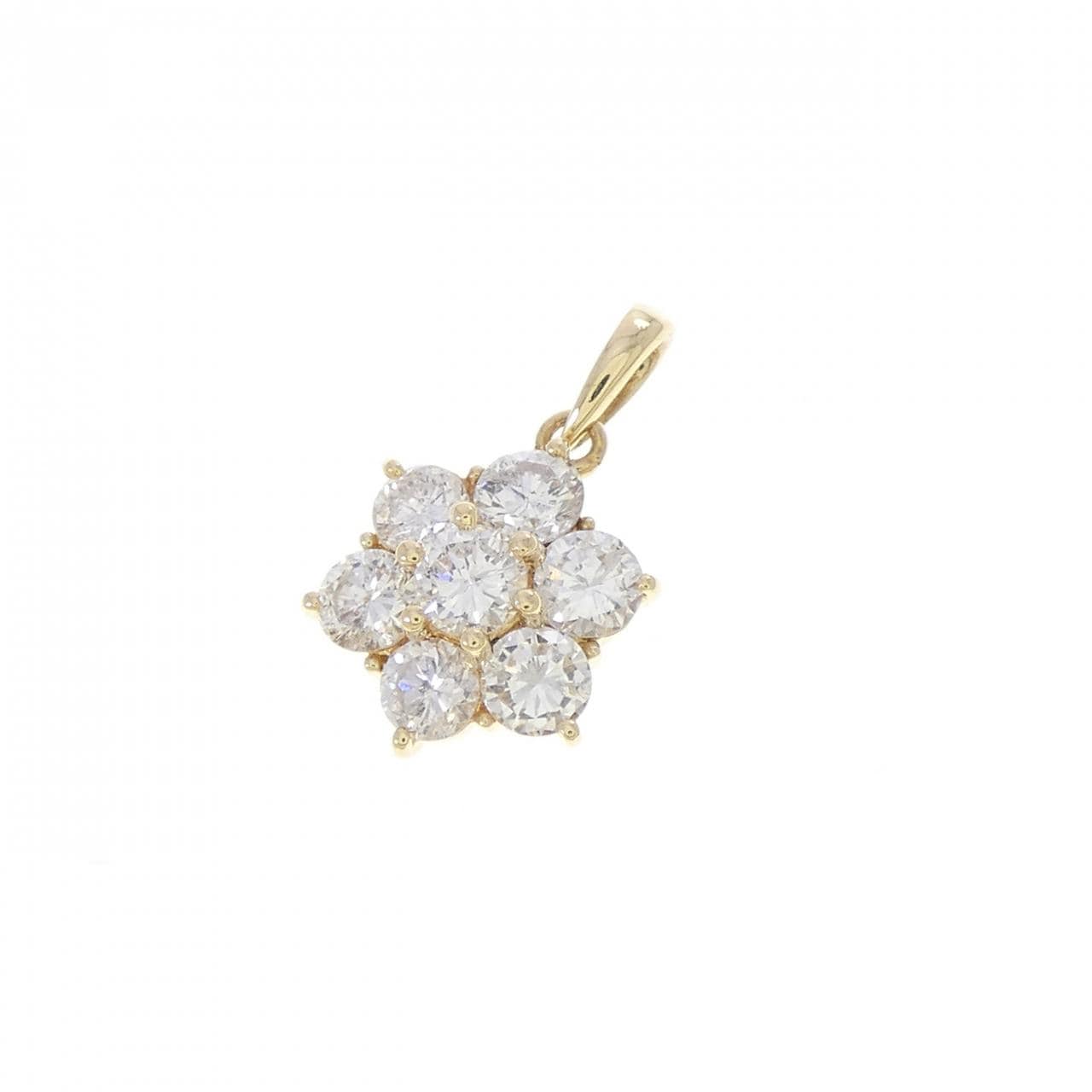 K18YG フラワー ダイヤモンド ペンダント 1.02CT