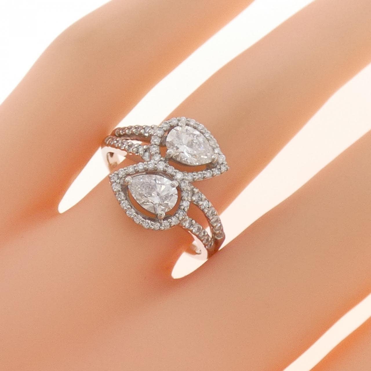 PT900 ダイヤモンド リング 0.462CT 0.462CT F-G SI2 ペアシェイプ
