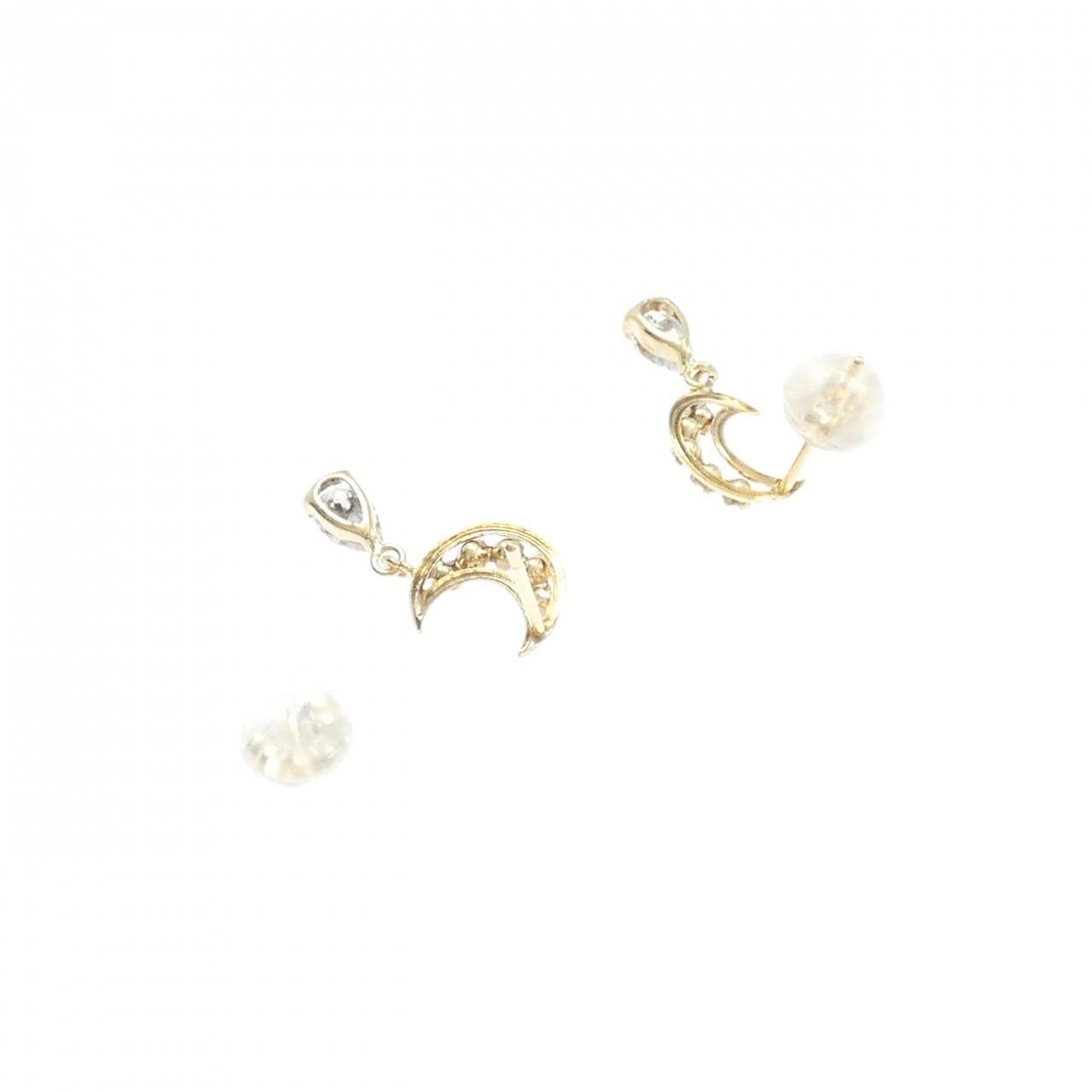 K18YG ムーン キュービック ピアス