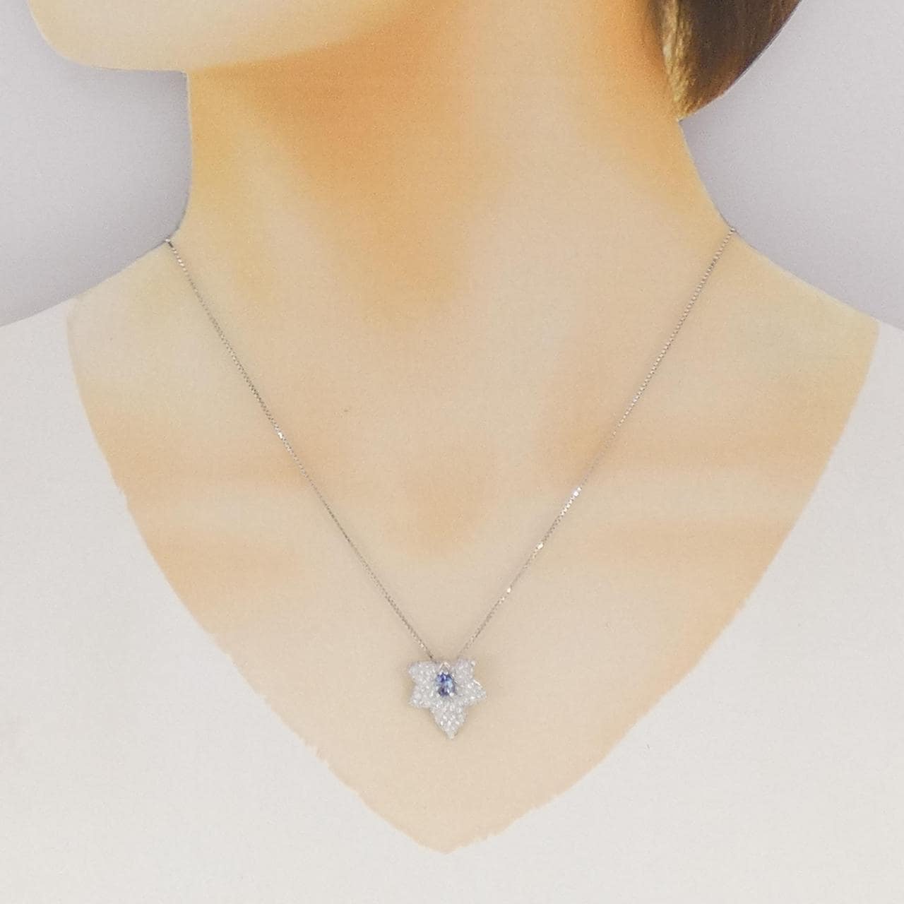 750WG サファイヤ ネックレス 0.33CT