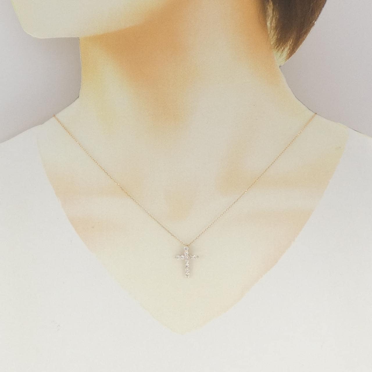 K18PG クロス ダイヤモンド ネックレス 0.50CT