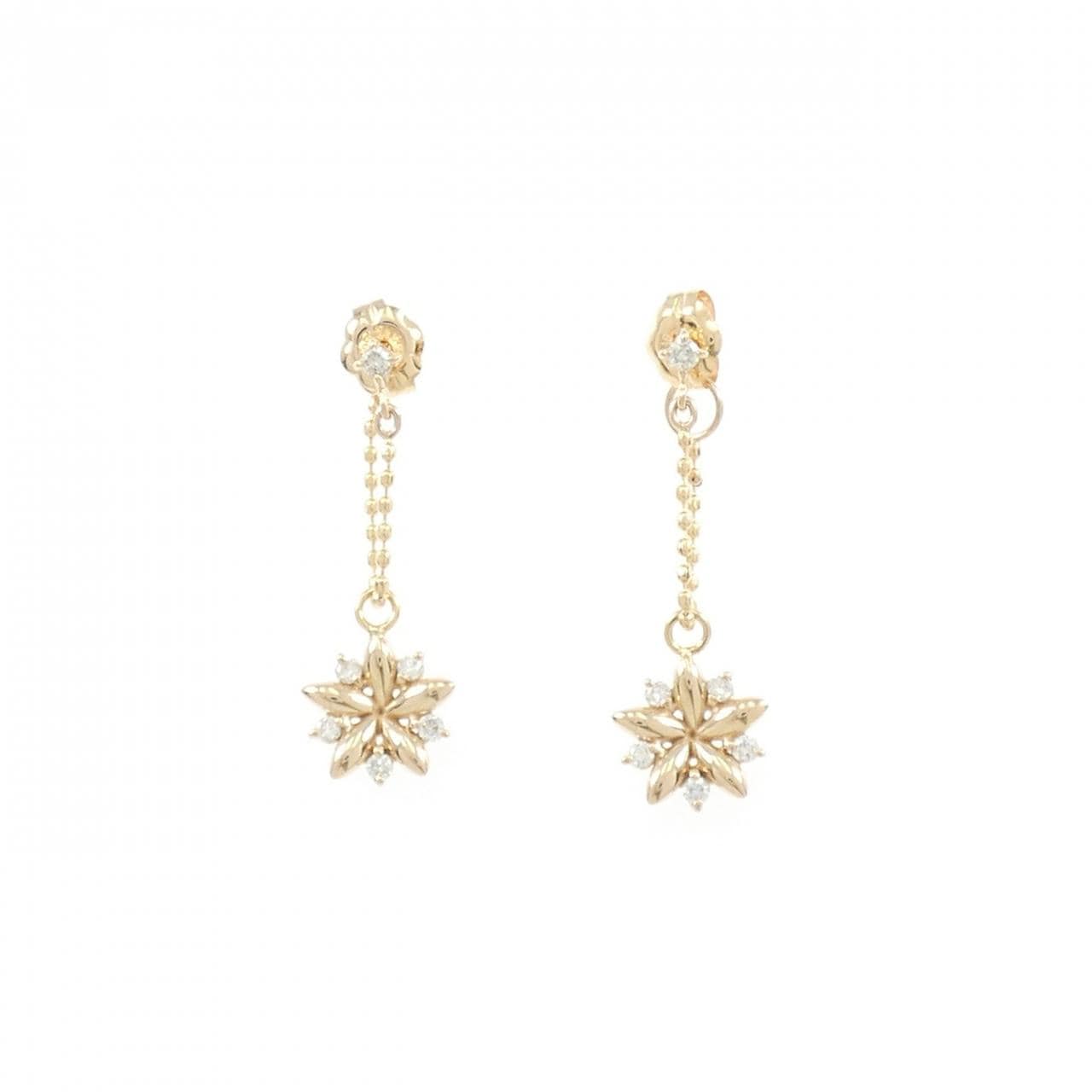 K18PG フラワー ダイヤモンド ピアス 0.12CT