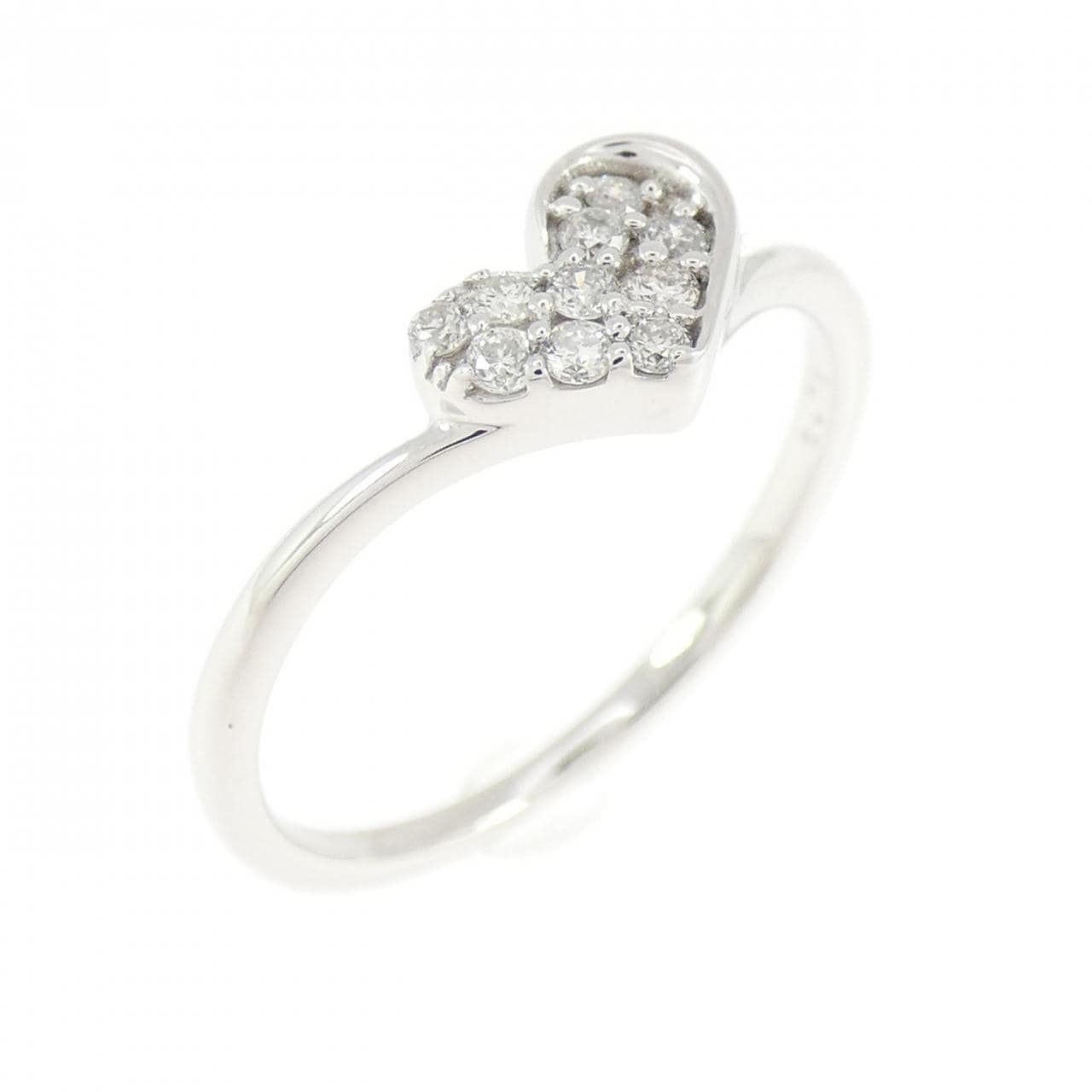 K18WG ハート ダイヤモンド リング 0.10CT