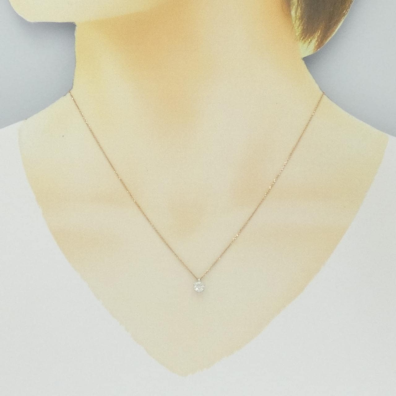 K18WG/K10PG ソリティア ダイヤモンド ネックレス 0.30CT
