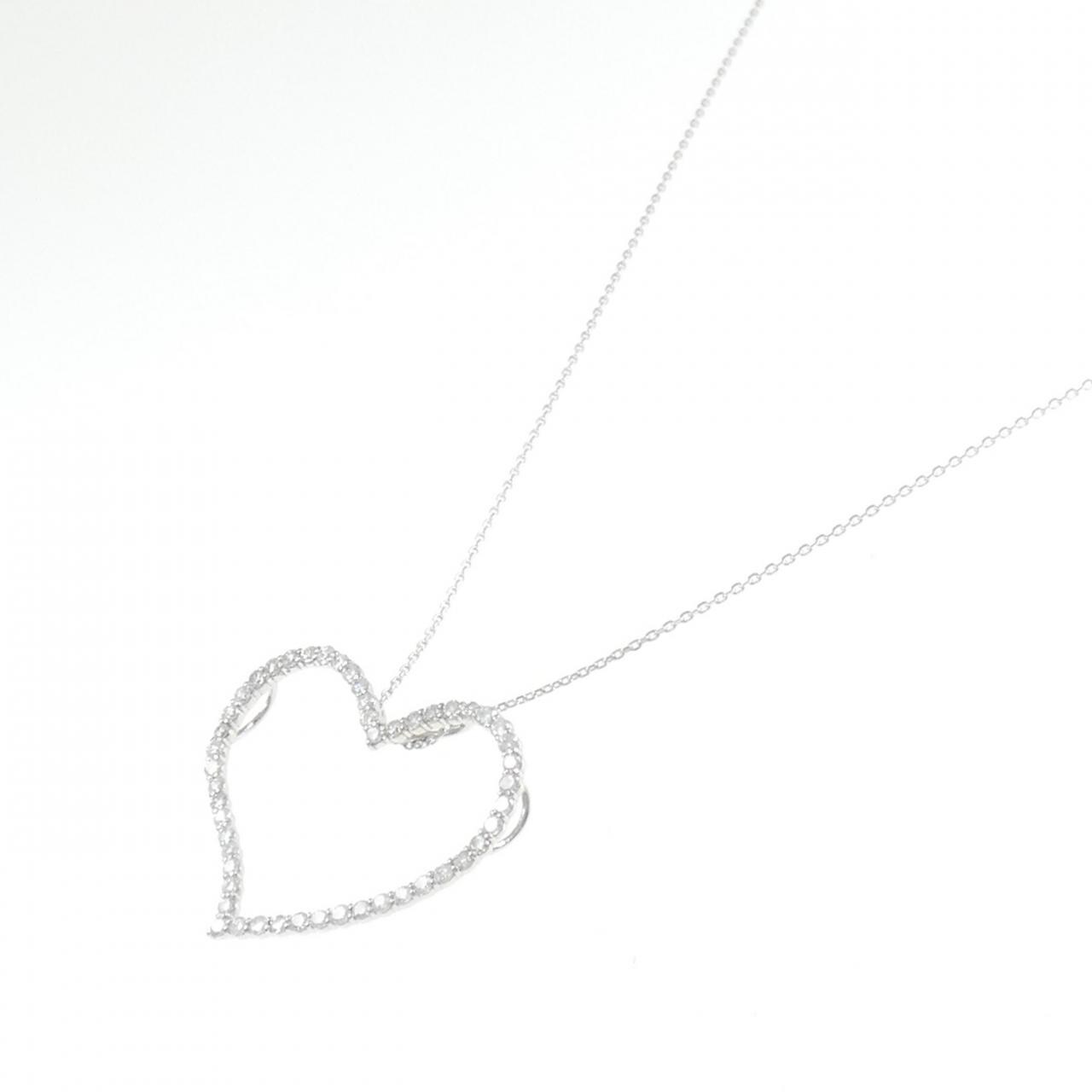 K18WG ハート ダイヤモンド ネックレス 1.00CT
