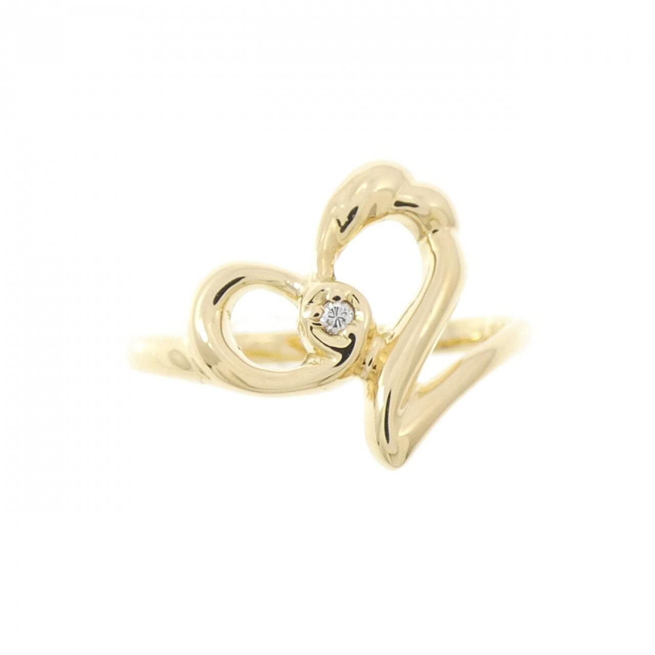 K18YG ハート ダイヤモンド リング 0.007CT