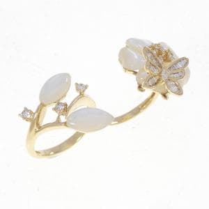 K18YG フラワー×バタフライ マザーオブパール リング