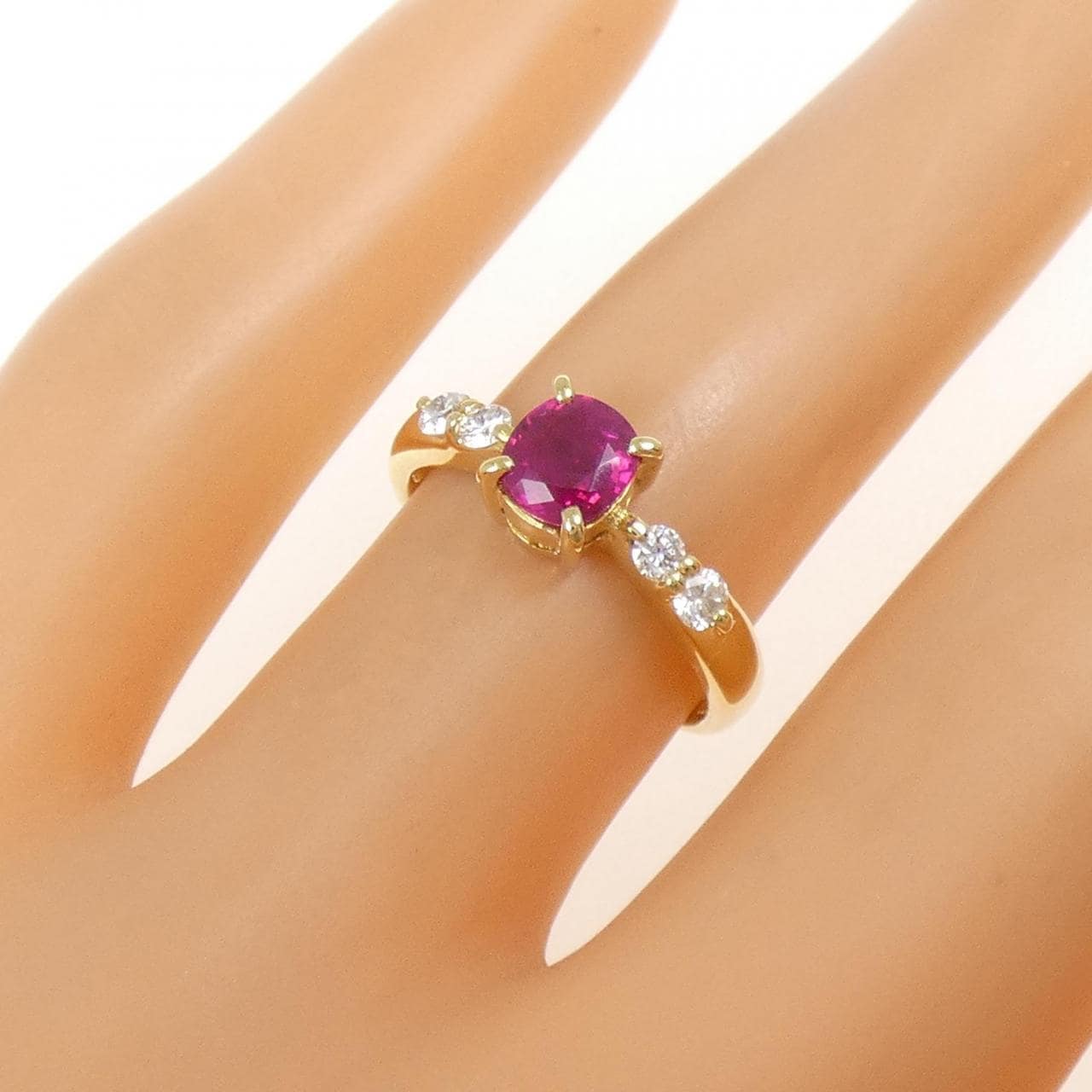 K18YG ルビー リング 0.624CT