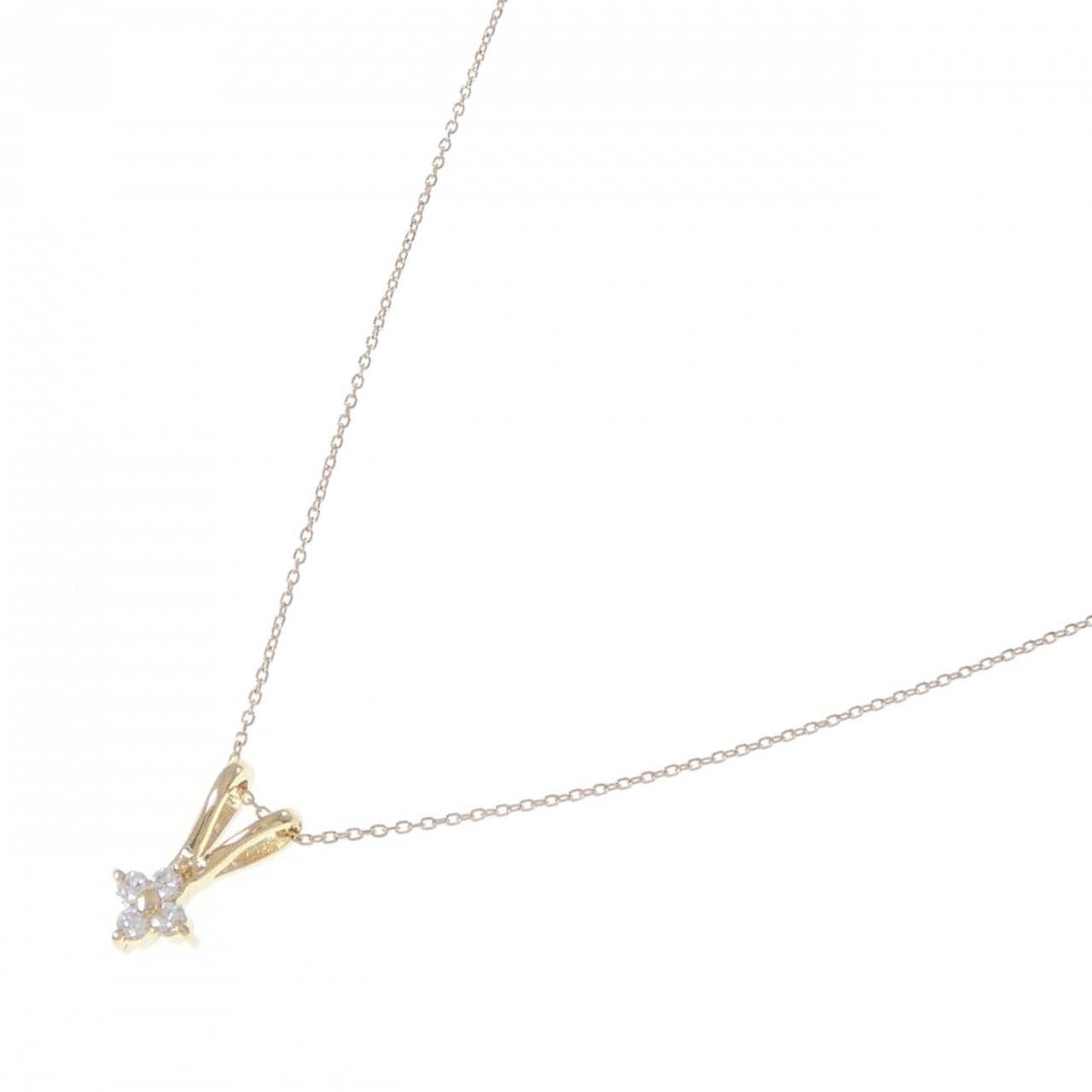 K18YG フラワー ダイヤモンド ネックレス