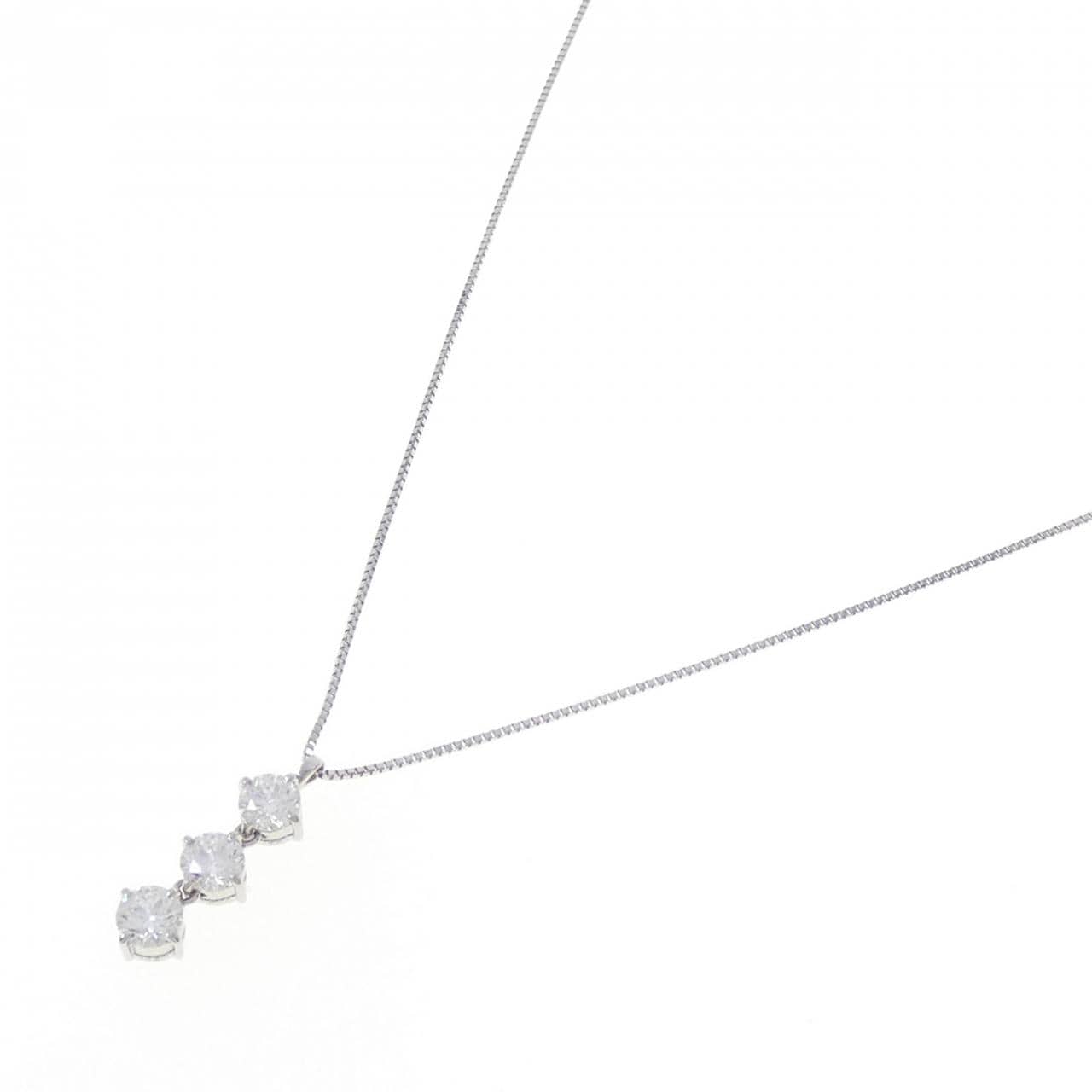PT900/PT850 スリーストーン ダイヤモンド ネックレス 1.02CT
