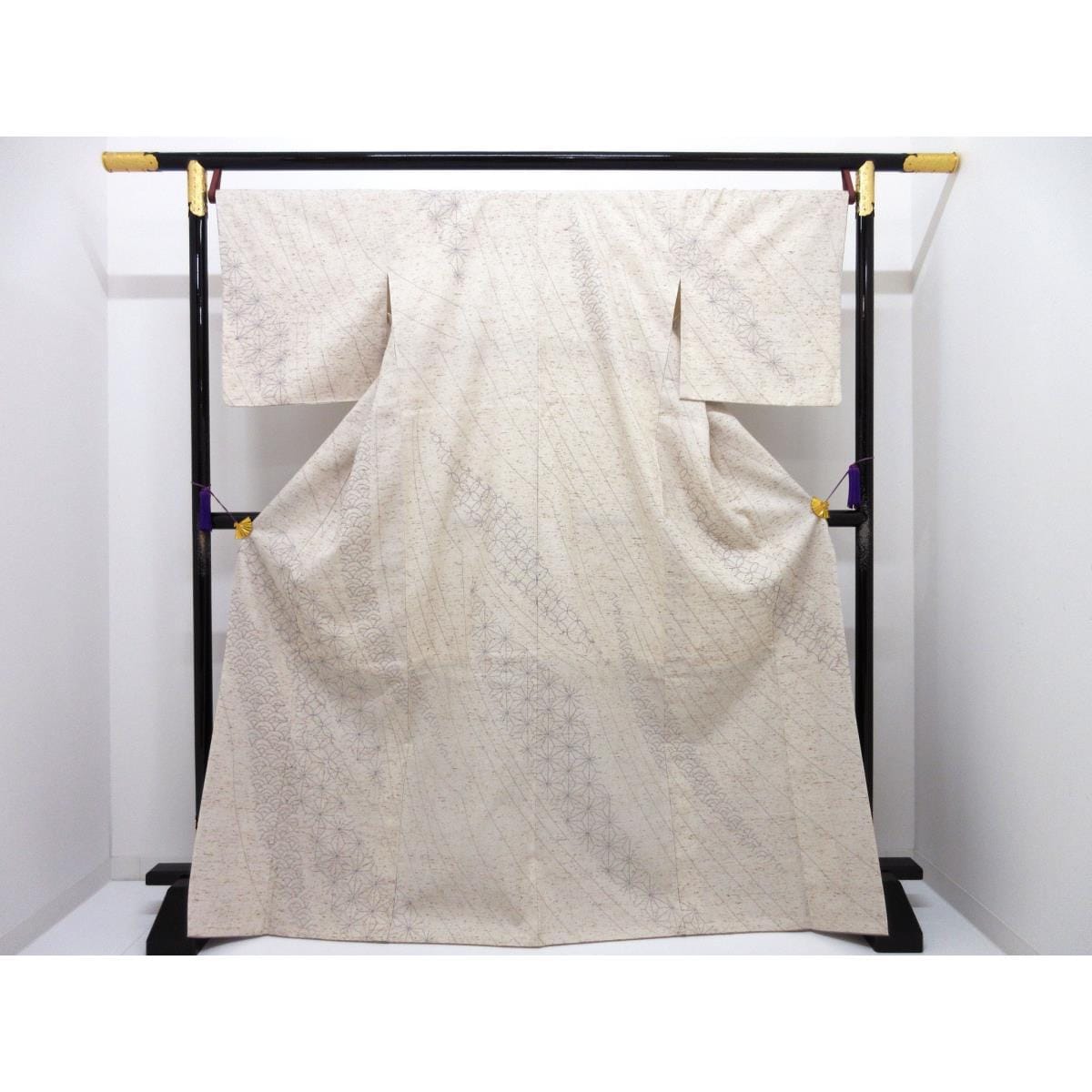 訪問着　紬織　ぜんまい入り　刺し子　身幅Ｌ寸