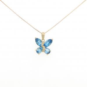 K18YG/K18PG バタフライ ブルートパーズ ネックレス