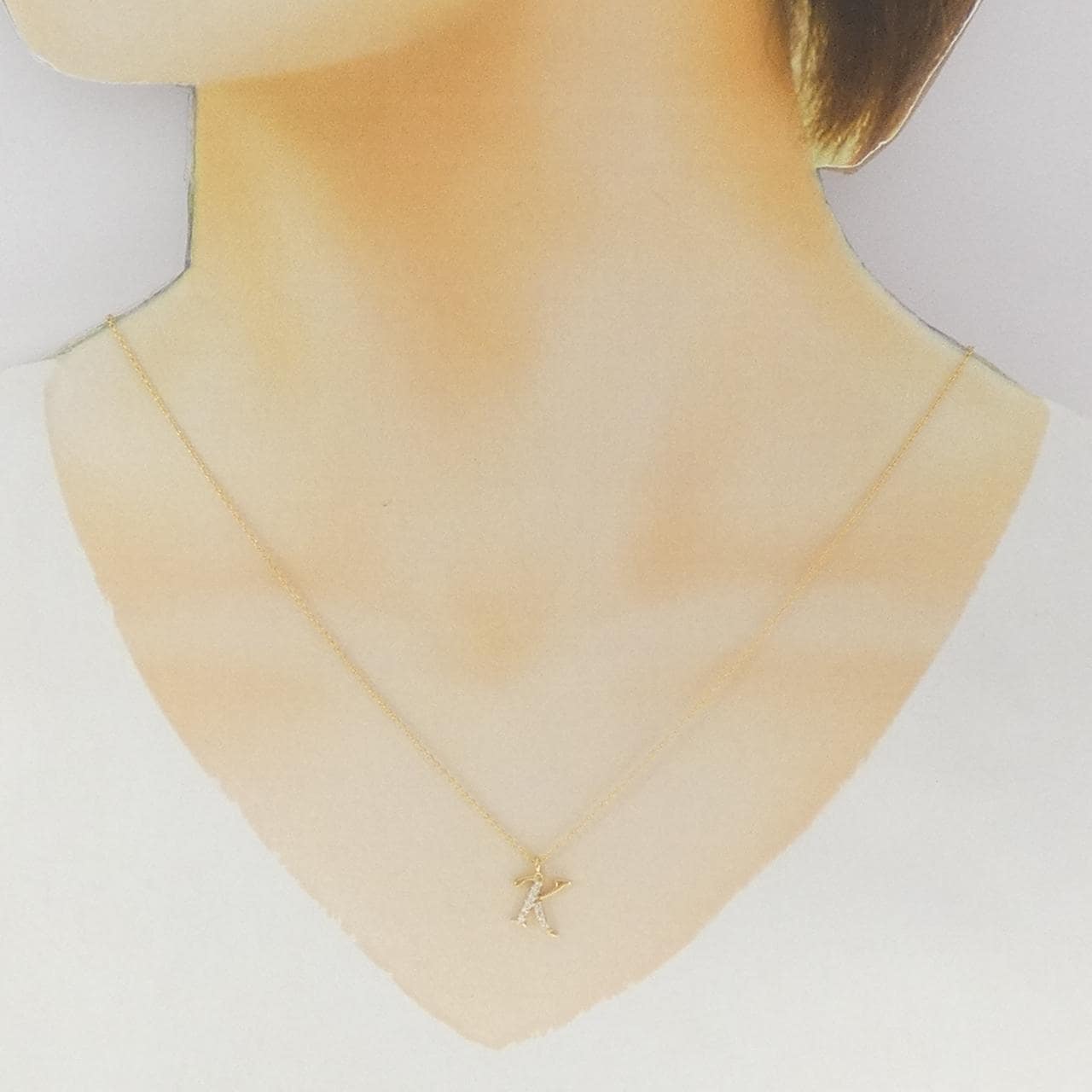 K18YG イニシャルK ダイヤモンド ネックレス 0.05CT