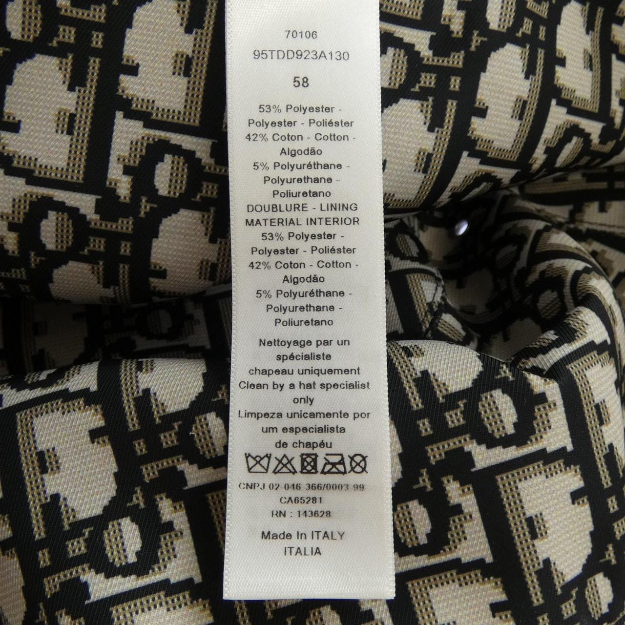 クリスチャンディオール CHRISTIAN DIOR TEDDY-D ボブハット オブリーク 95TDD923A130 ハット