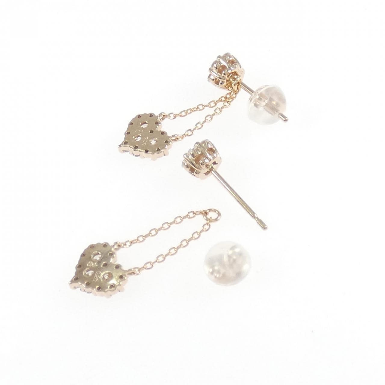 K18PG フラワー×ハート ダイヤモンド ピアス 0.70CT