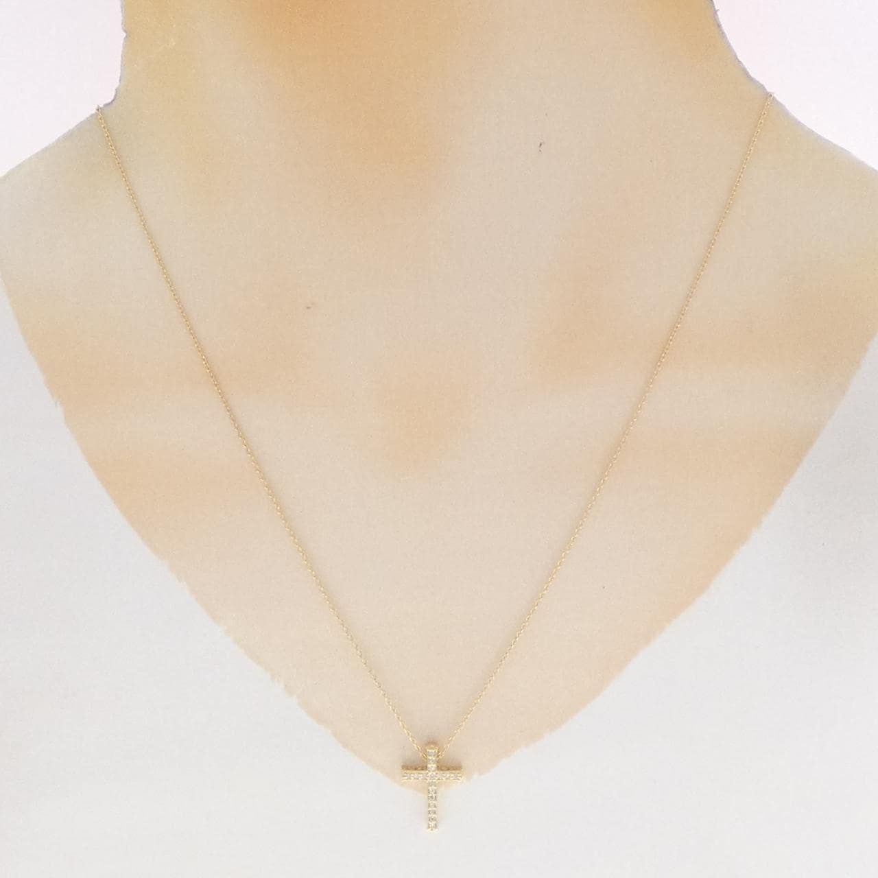 K18YG クロス ダイヤモンド ネックレス 0.08CT