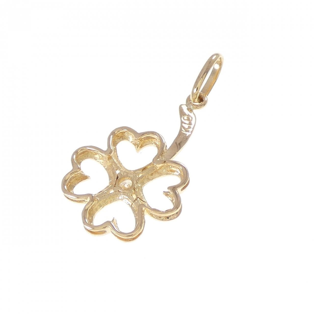 K18YG クローバー ダイヤモンド ペンダント