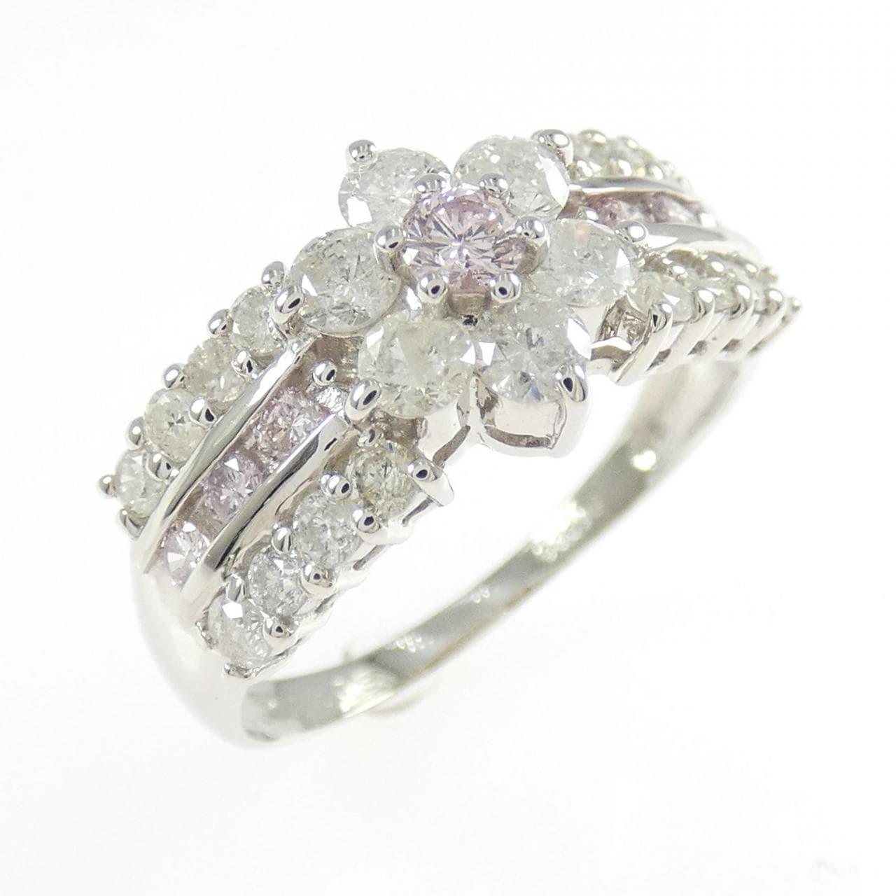 PT1000 フラワー ピンクダイヤモンド リング 0.2CT