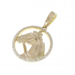 【新品】K18YG ホース ダイヤモンド ペンダント 0.45CT