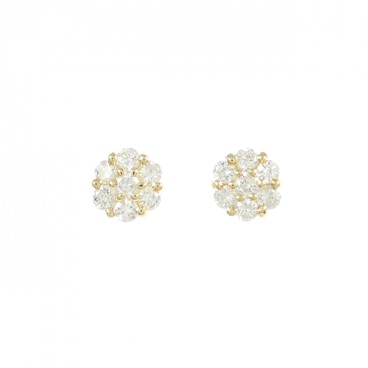 K18YG フラワー ダイヤモンド ピアス