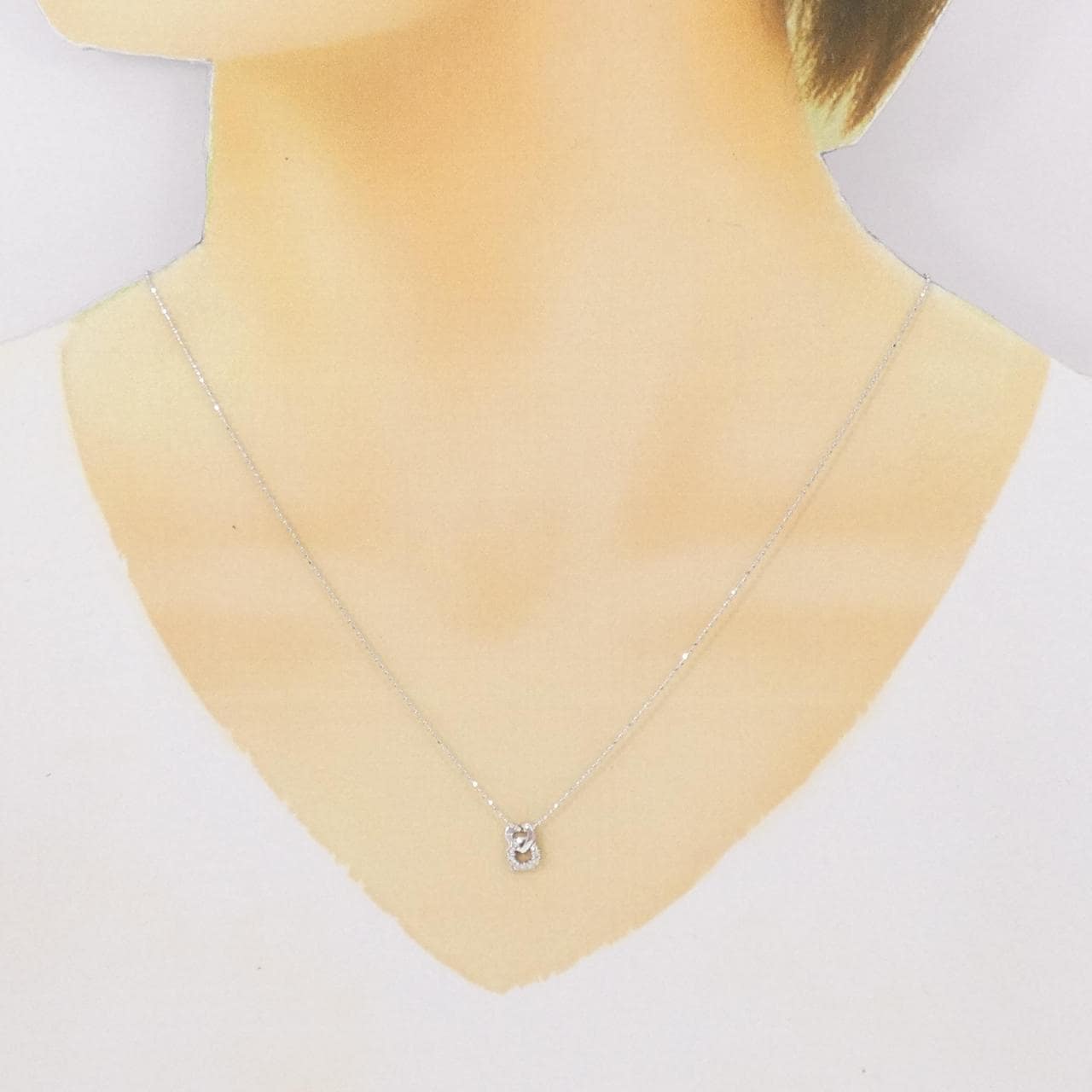 K18WG ハート ダイヤモンド ネックレス 0.07CT