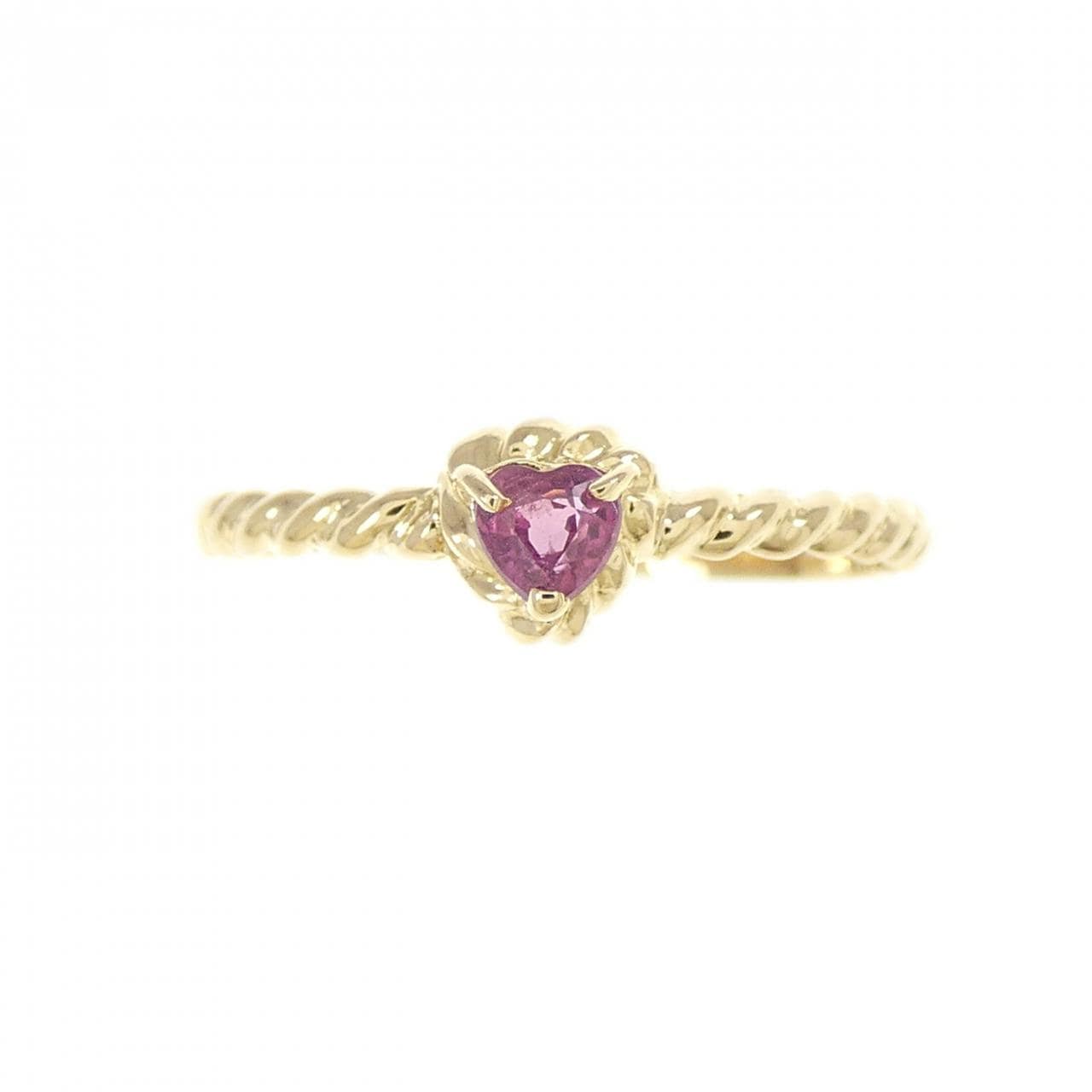 K18YG heart ruby ring