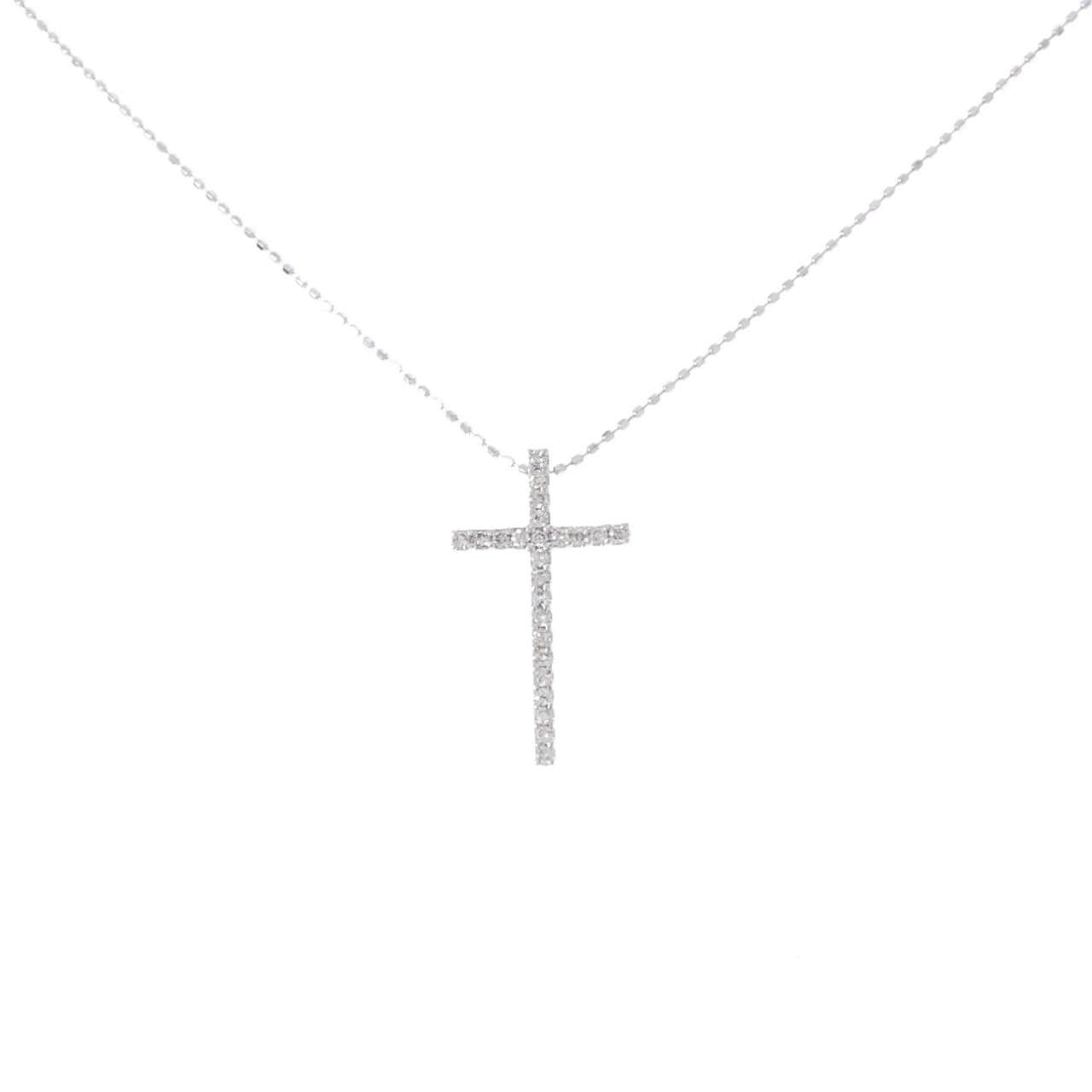 K18WG クロス ダイヤモンド ネックレス 0.20CT