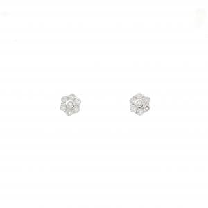 K18WG フラワー ダイヤモンド ピアス