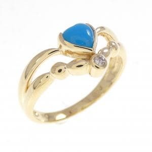 K18YG ハート ターコイズ リング