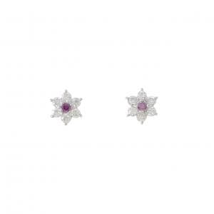 PT/PT900 フラワー ダイヤモンド ピアス 0.50CT