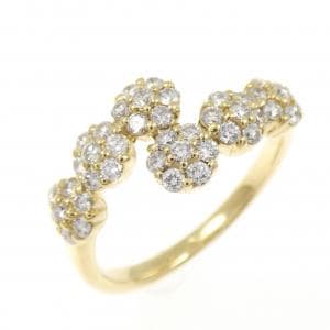 K18YG フラワー ダイヤモンド リング 0.55CT