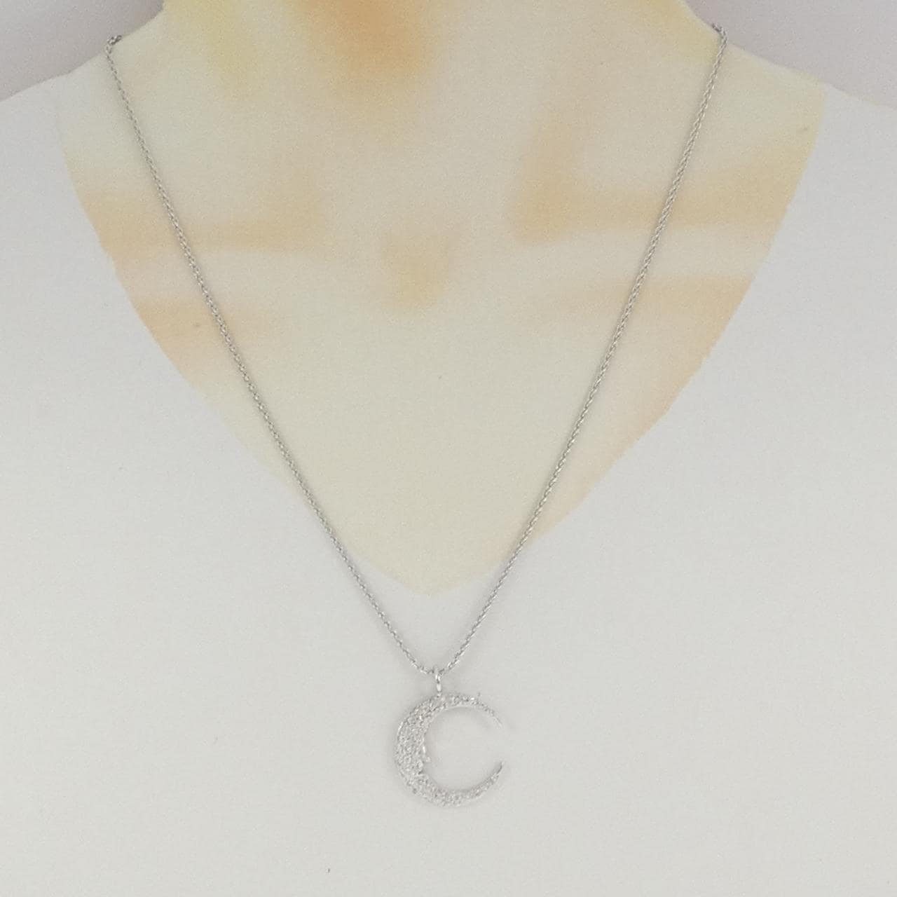 K18WG/750WG ムーン ダイヤモンド ネックレス 0.65CT