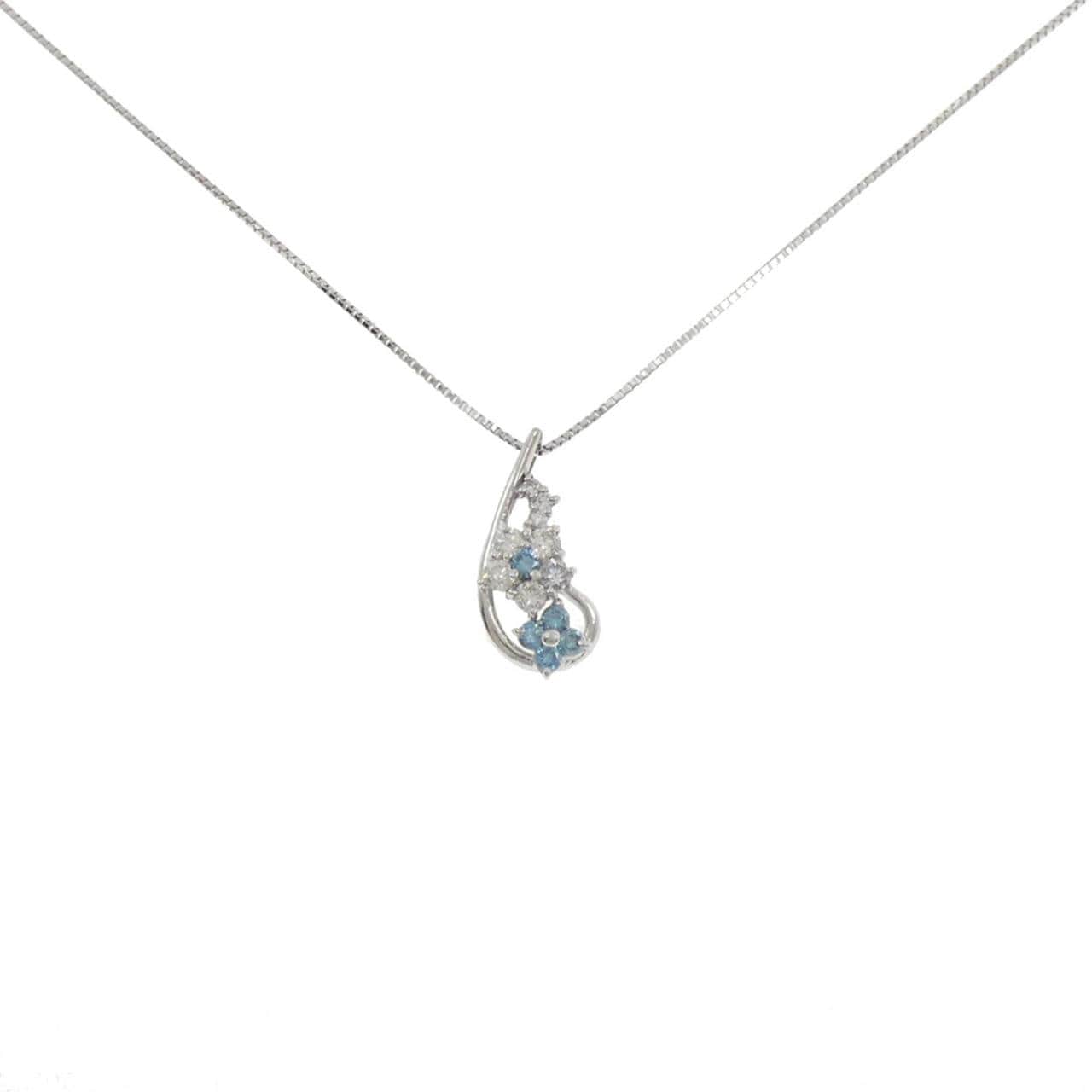 K18WG フラワー ダイヤモンド ネックレス 0.44CT