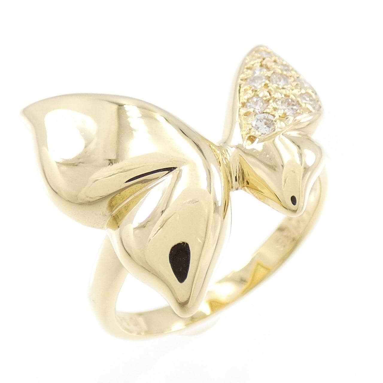 K18YG バタフライ ダイヤモンド リング 0.14CT