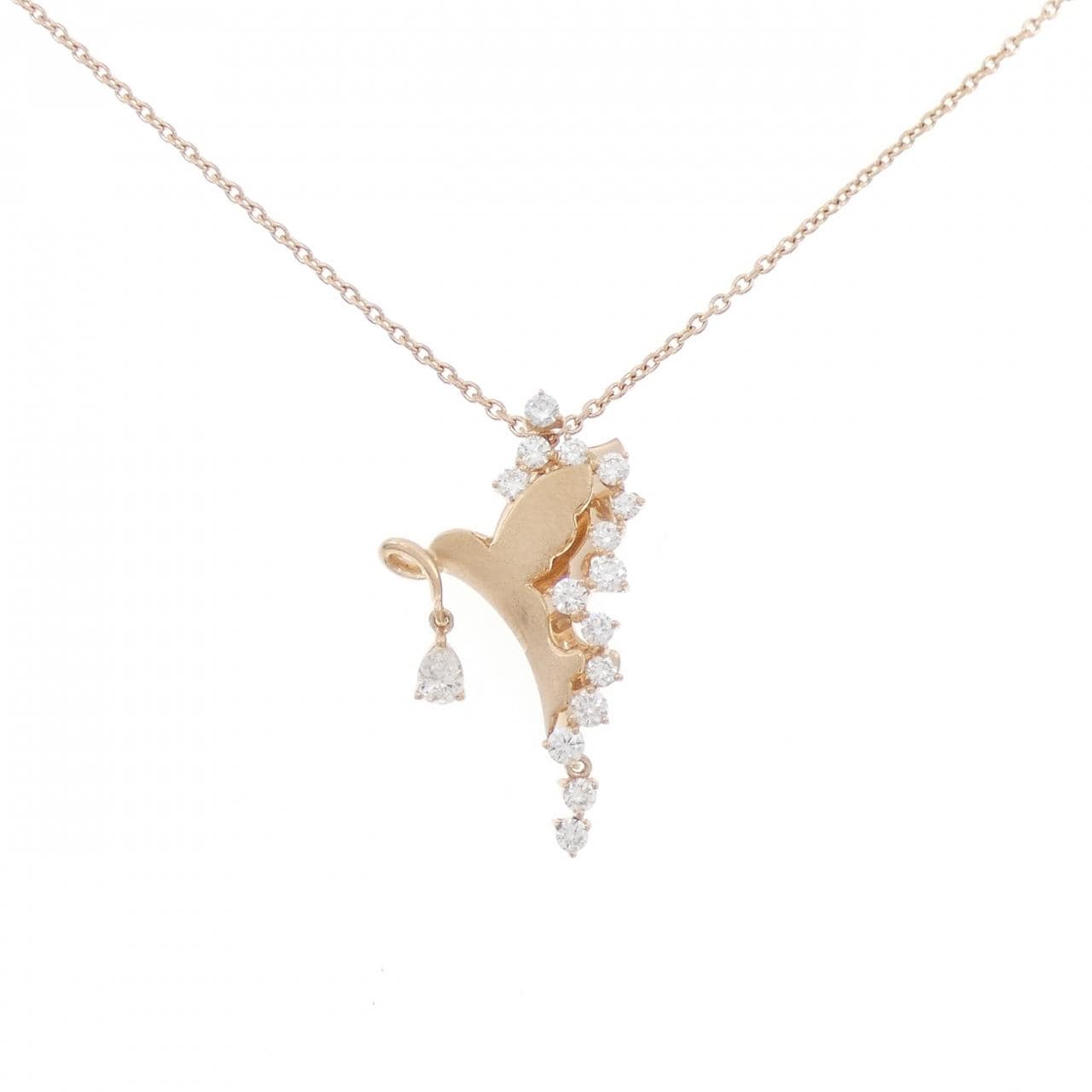 K18PG バード ダイヤモンド ネックレス 0.17CT