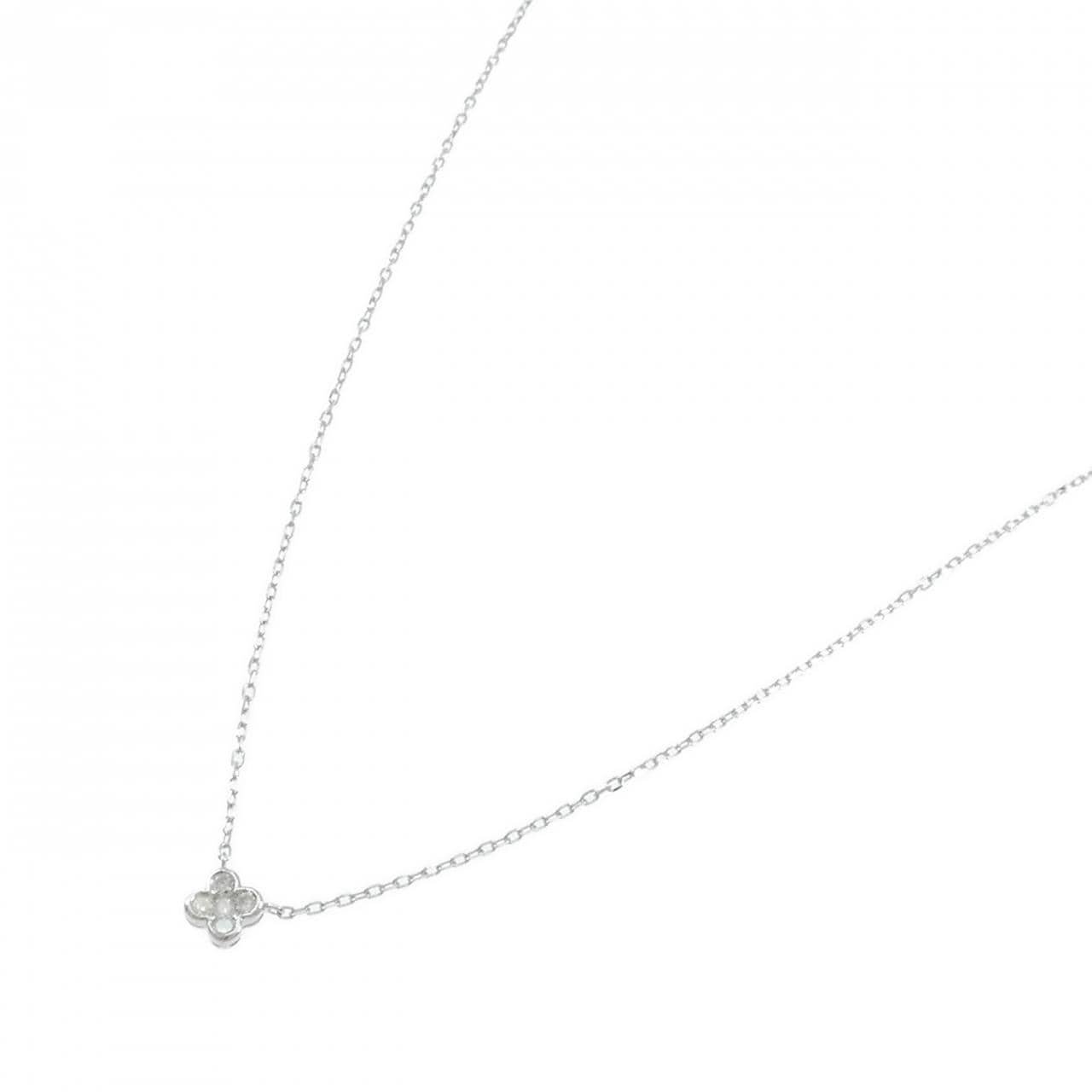K10WG フラワー ダイヤモンド ネックレス 0.10CT