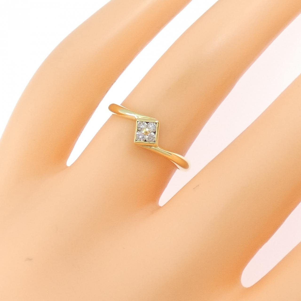 K18YG フラワー ダイヤモンド リング 0.11CT