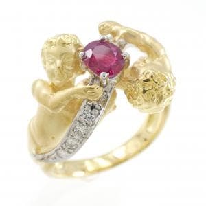 K18YG/PT900 ルビー リング 0.45CT