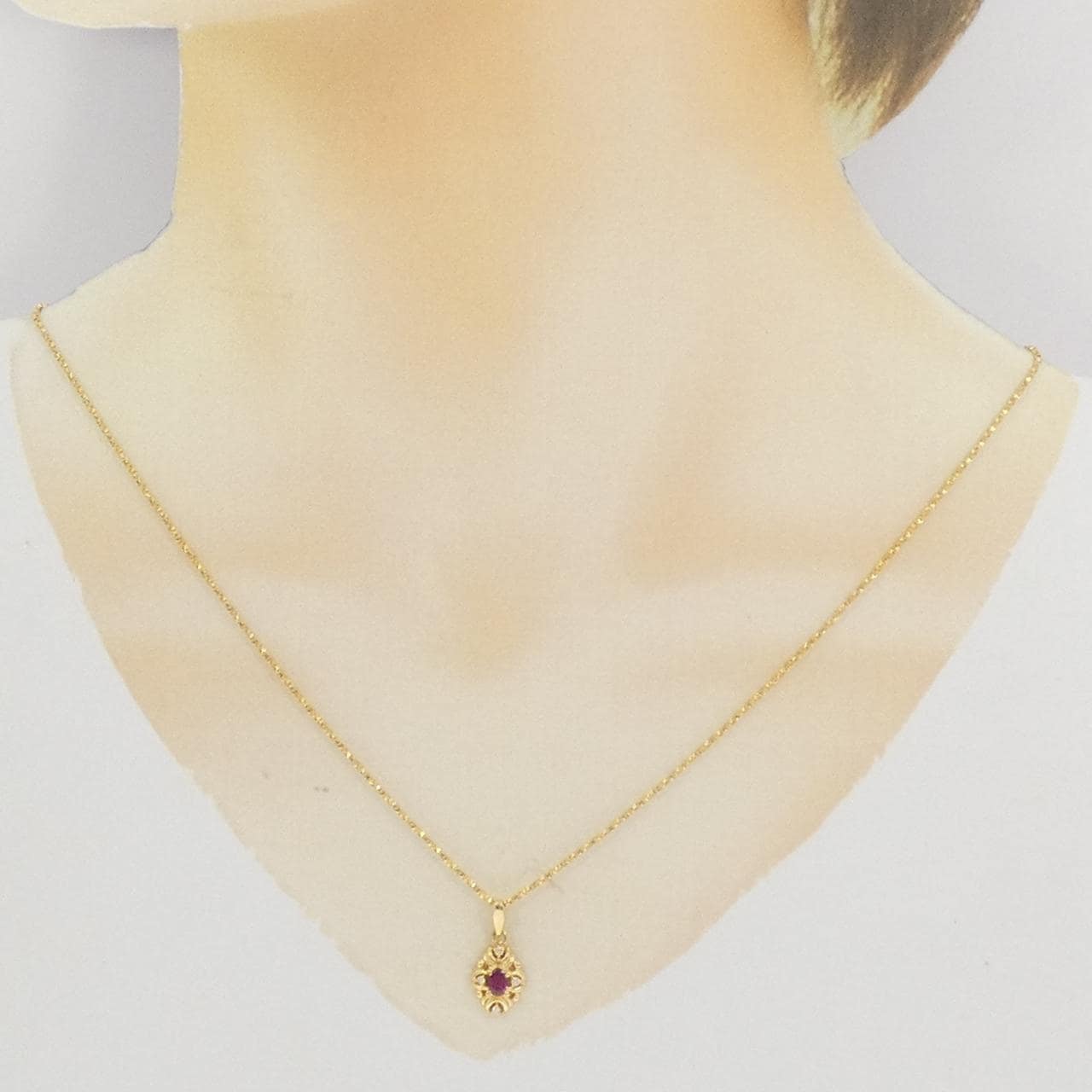 K18YG ruby necklace 0.21CT