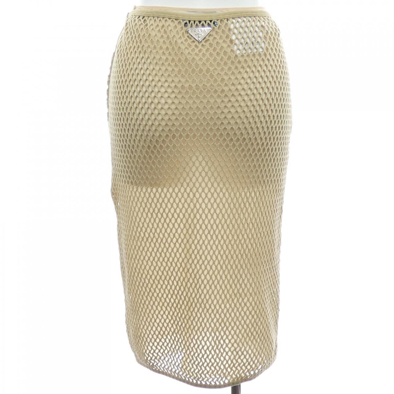 プラダ PRADA コットンメッシュ トライアングルロゴ 31143 SOOO 16ND スカート