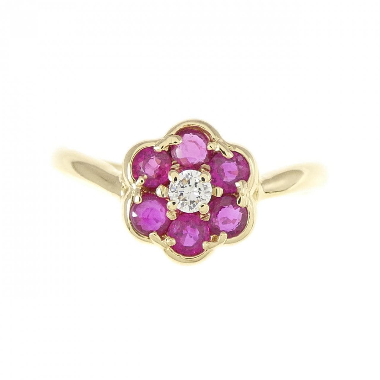 K18YG Flower Ruby Ring 0.56CT