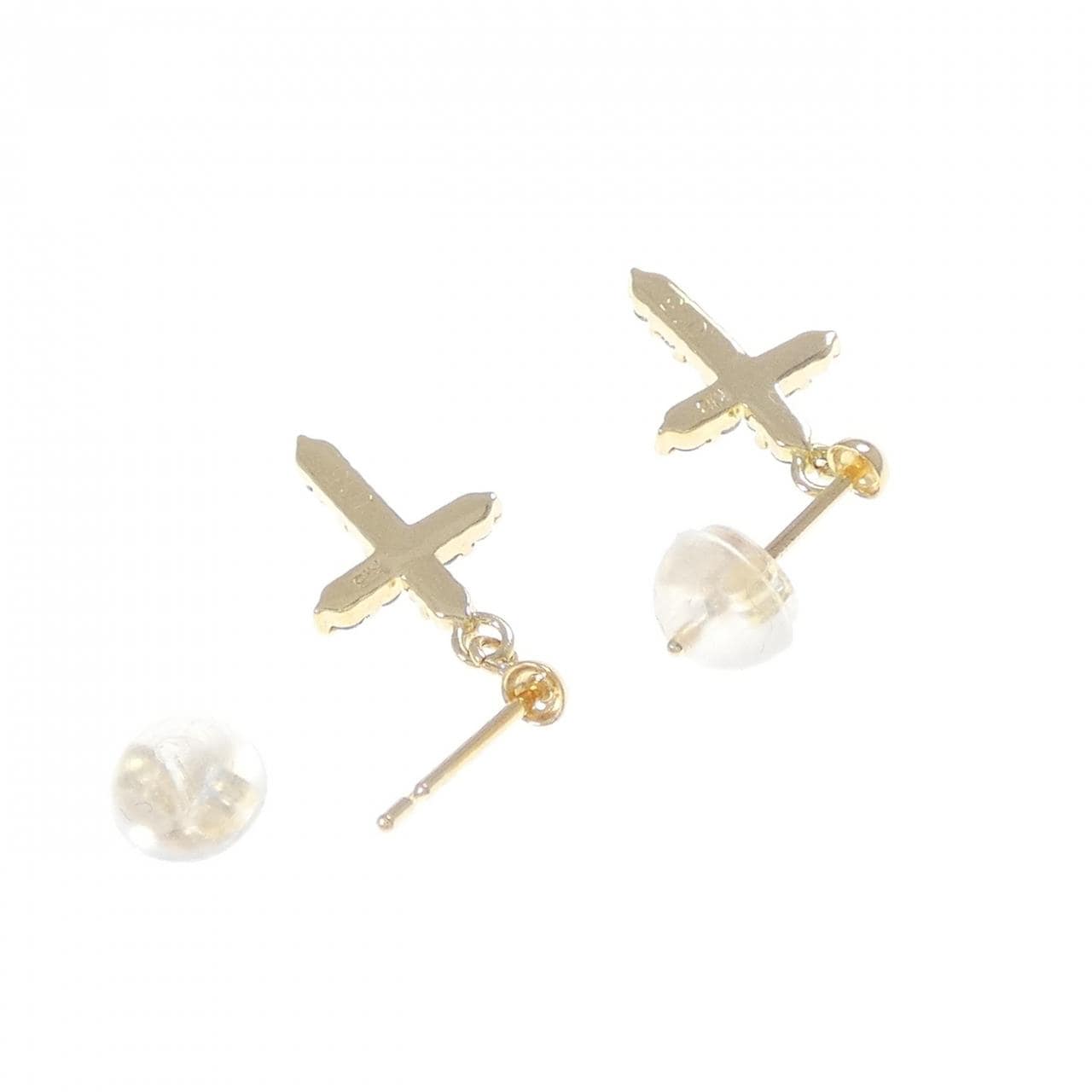 K18YG クロス ダイヤモンド ピアス 0.30CT