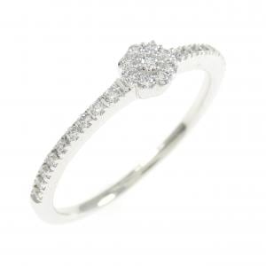 K18WG フラワー ダイヤモンド リング 0.14CT