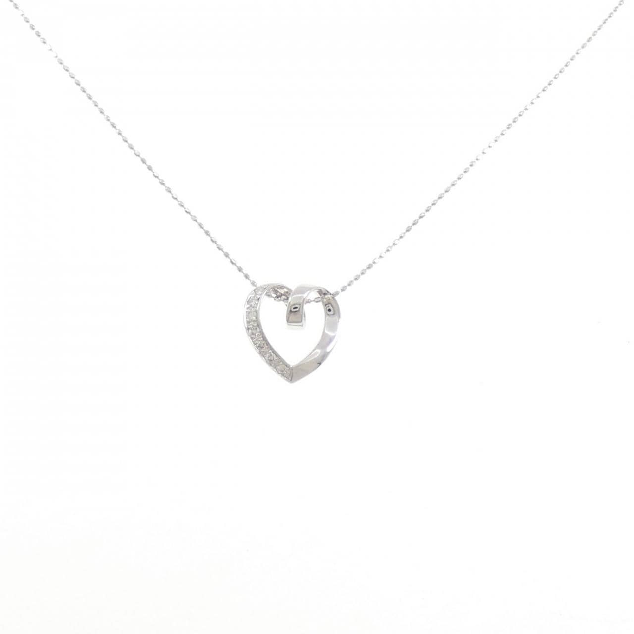 K18WG ハート ダイヤモンド ネックレス 0.07CT