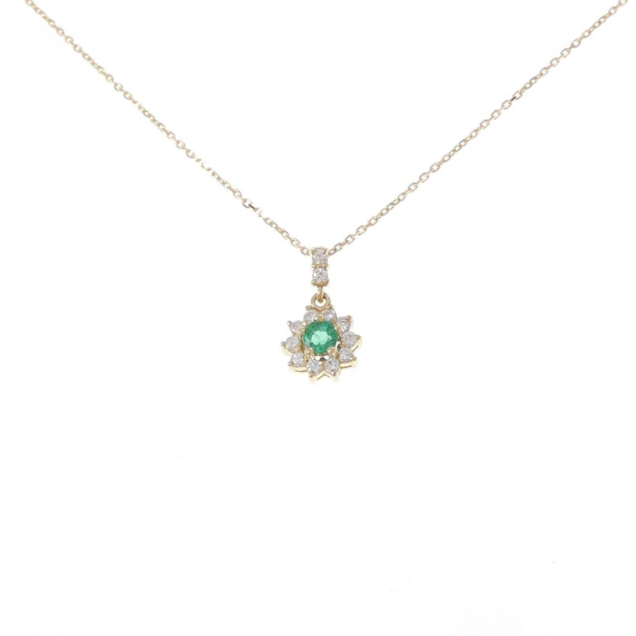 18KTYG/K18YG エメラルド ネックレス 0.22CT