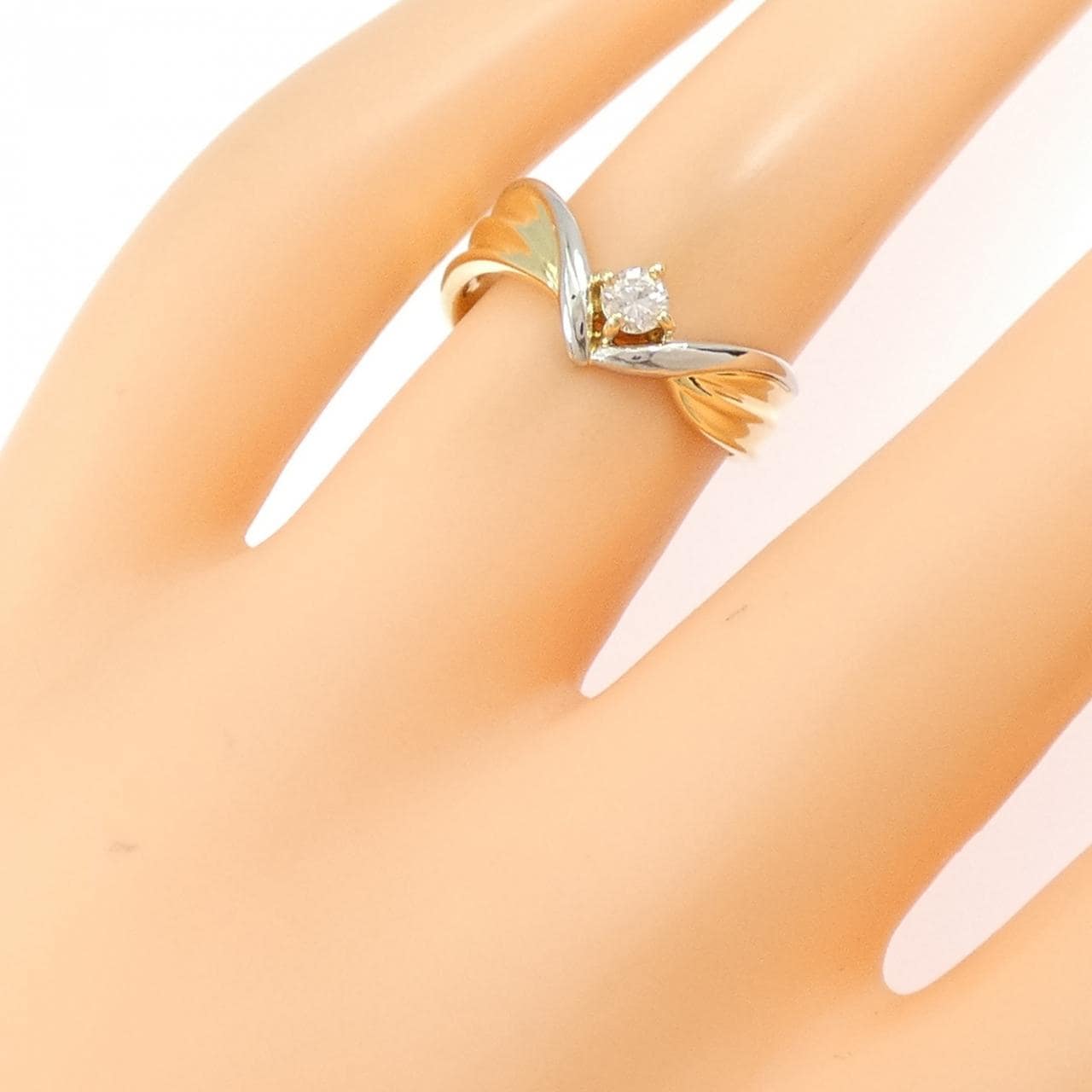 K18YG/PT900 ダイヤモンド リング 0.13CT